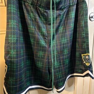Micky Mouse Disney Green Plaid Athletic Shorts
